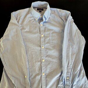 Men's Charles Tyrwhitt Gingham Print Blue Plaid Button Down Extra Slim Fit (L)